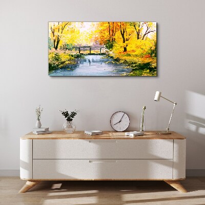 Canvas schilderij Gouden herfst aan de rivier