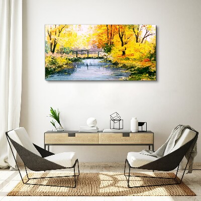 Canvas schilderij Gouden herfst aan de rivier