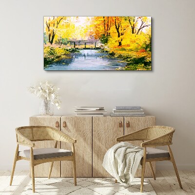 Canvas schilderij Gouden herfst aan de rivier