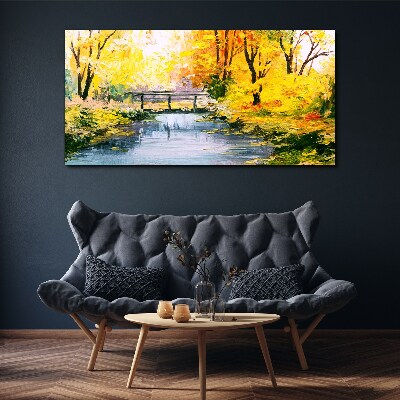 Canvas schilderij Gouden herfst aan de rivier