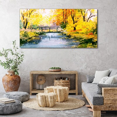 Canvas schilderij Gouden herfst aan de rivier