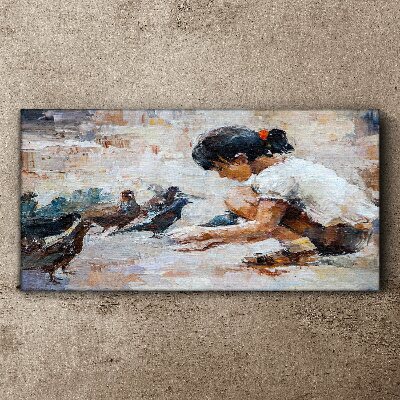 Schilderij op doek Jeugd tussen de vogels