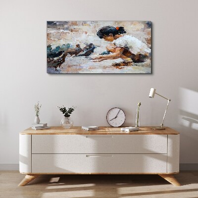 Schilderij op doek Jeugd tussen de vogels