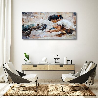 Schilderij op doek Jeugd tussen de vogels