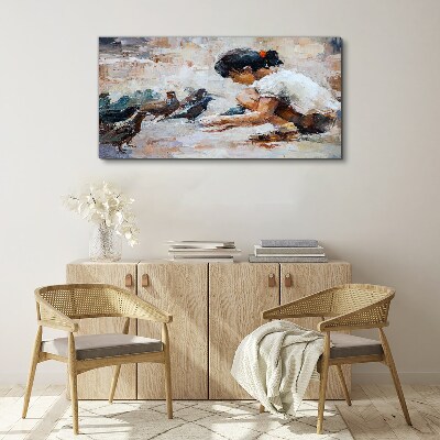 Schilderij op doek Jeugd tussen de vogels