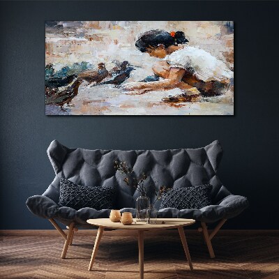 Schilderij op doek Jeugd tussen de vogels