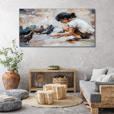 Schilderij op doek Jeugd tussen de vogels