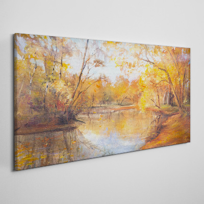 Foto op canvas Herfstlandschap aan de rivier