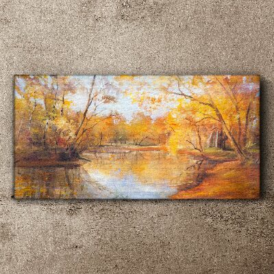 Foto op canvas Herfstlandschap aan de rivier