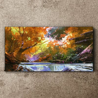 Canvas schilderij Herfstlandschap aan de rivier