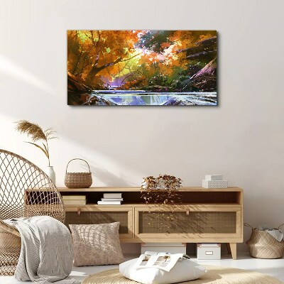 Canvas schilderij Herfstlandschap aan de rivier