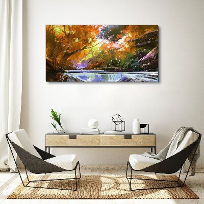 Canvas schilderij Herfstlandschap aan de rivier