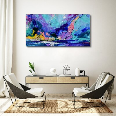 Canvas schilderij Abstract landschap in paarse tinten