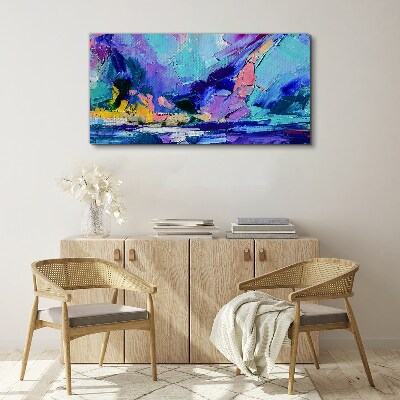 Canvas schilderij Abstract landschap in paarse tinten