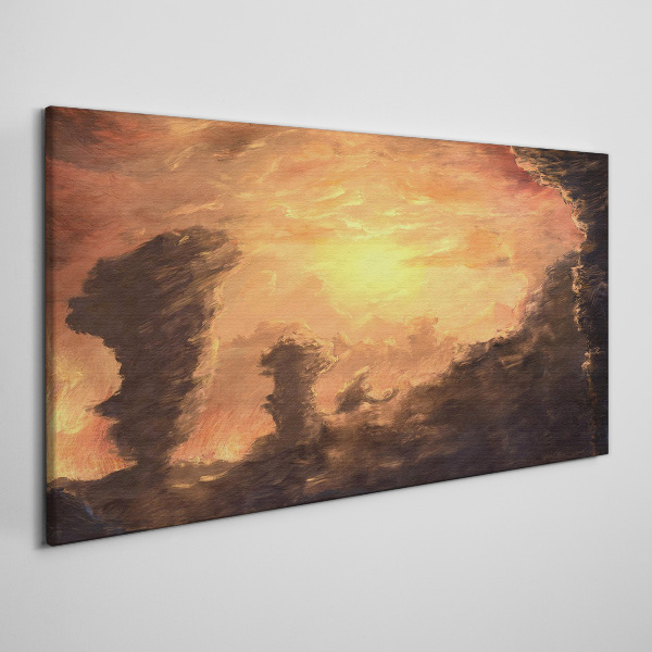 Foto op canvas Zonsondergang boven de wolken