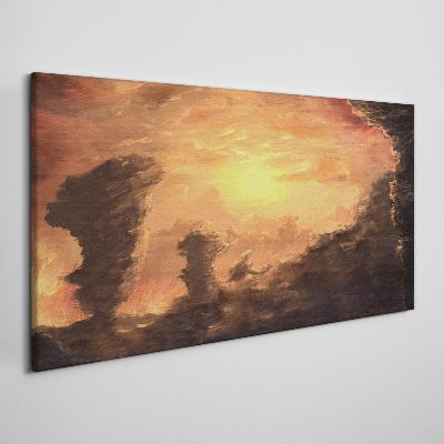 Foto op canvas Zonsondergang boven de wolken