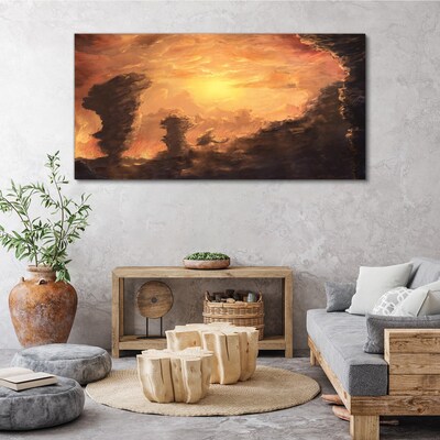 Foto op canvas Zonsondergang boven de wolken
