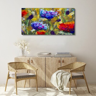 Schilderij op doek Een bloemenlandschap in intense kleuren
