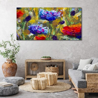Schilderij op doek Een bloemenlandschap in intense kleuren