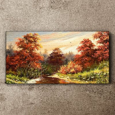 Foto op canvas Herfstlandschap met een rivier