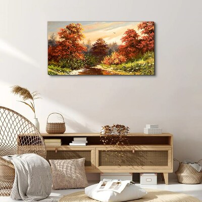 Foto op canvas Herfstlandschap met een rivier
