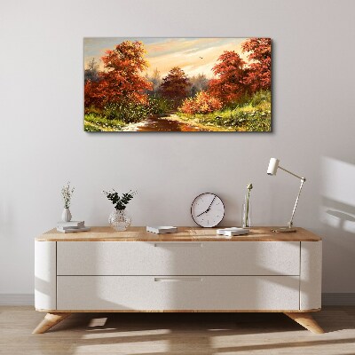 Foto op canvas Herfstlandschap met een rivier