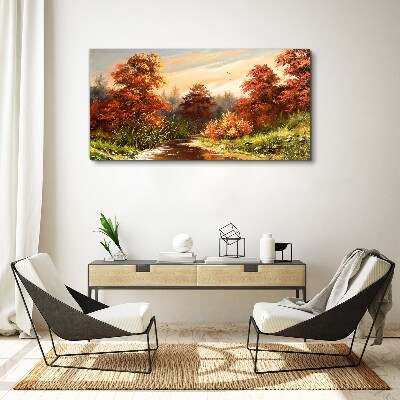 Foto op canvas Herfstlandschap met een rivier