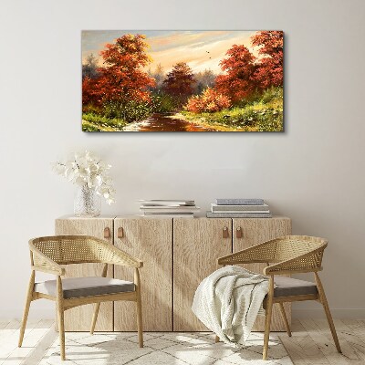 Foto op canvas Herfstlandschap met een rivier