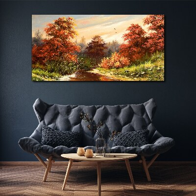 Foto op canvas Herfstlandschap met een rivier