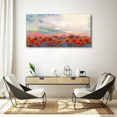 Schilderij op doek Een bloemenlandschap in pastelkleuren