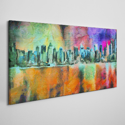 Schilderij op doek Kleurrijk stadsgezicht van de horizon