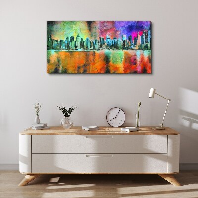 Schilderij op doek Kleurrijk stadsgezicht van de horizon
