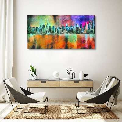 Schilderij op doek Kleurrijk stadsgezicht van de horizon