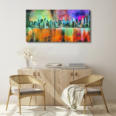 Schilderij op doek Kleurrijk stadsgezicht van de horizon