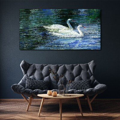 Canvas schilderij Kalm water met zwanen