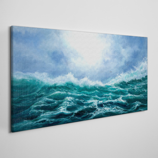 Foto op canvas Een stormachtige zee in tinten blauw