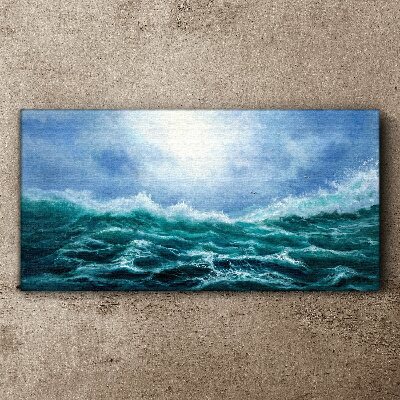 Foto op canvas Een stormachtige zee in tinten blauw