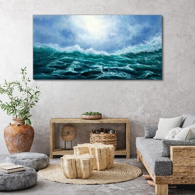 Foto op canvas Een stormachtige zee in tinten blauw