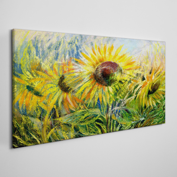 Canvas schilderij Zonnebloemen in de zomerzon