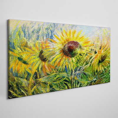 Canvas schilderij Zonnebloemen in de zomerzon