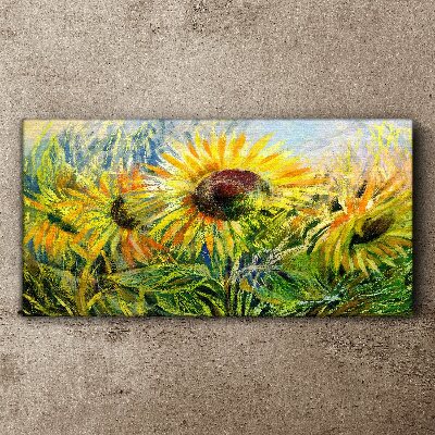 Canvas schilderij Zonnebloemen in de zomerzon