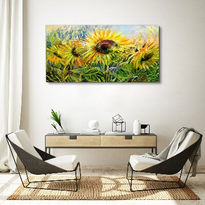 Canvas schilderij Zonnebloemen in de zomerzon