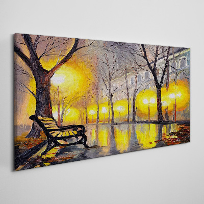 Foto op canvas Gouden lichtjes in het park