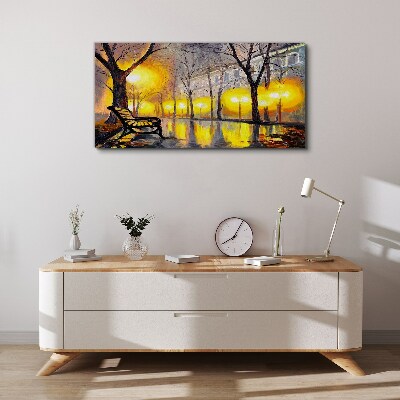 Foto op canvas Gouden lichtjes in het park