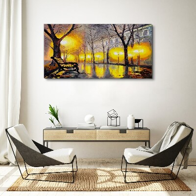 Foto op canvas Gouden lichtjes in het park