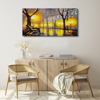 Foto op canvas Gouden lichtjes in het park