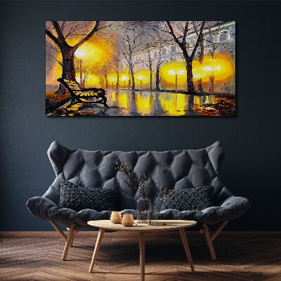 Foto op canvas Gouden lichtjes in het park