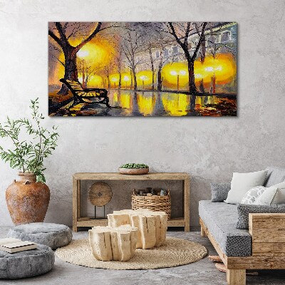 Foto op canvas Gouden lichtjes in het park