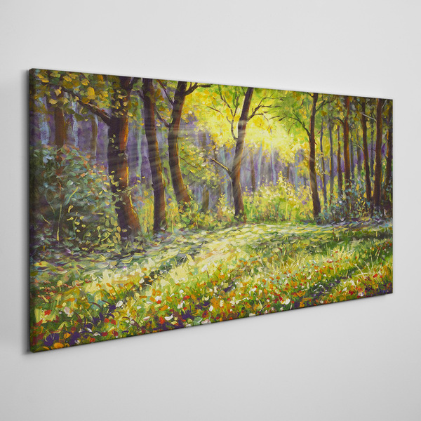 Schilderij op doek Gouden licht in het bos