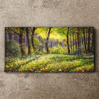 Schilderij op doek Gouden licht in het bos